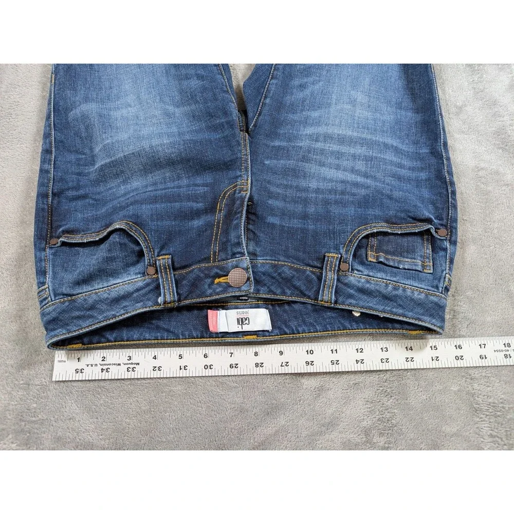 CAbi Slim Boyfriend Jeans Womens 4 Distressed Patch Stretch Blue Denim Casual - Picture 8 of 12